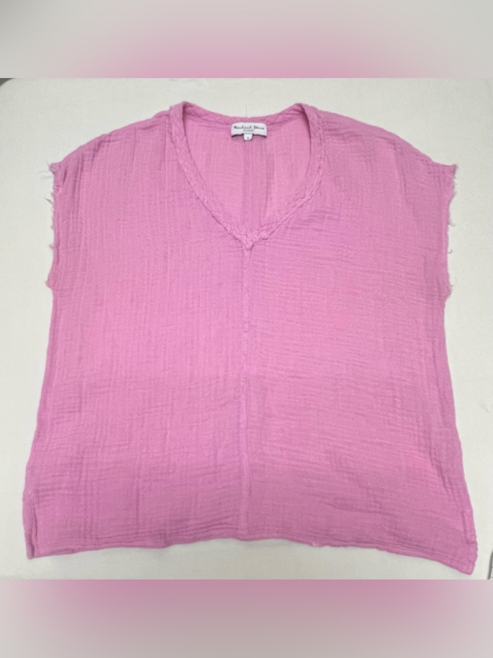 Michael Stars Pink Gauze V-Neck Women's Top. Size Small